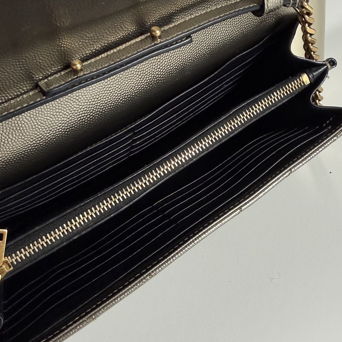 Saint Laurent Envelope Chain Wallet Piombo