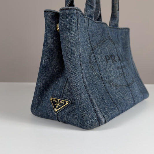 Prada Canapa Denim Tote Bag