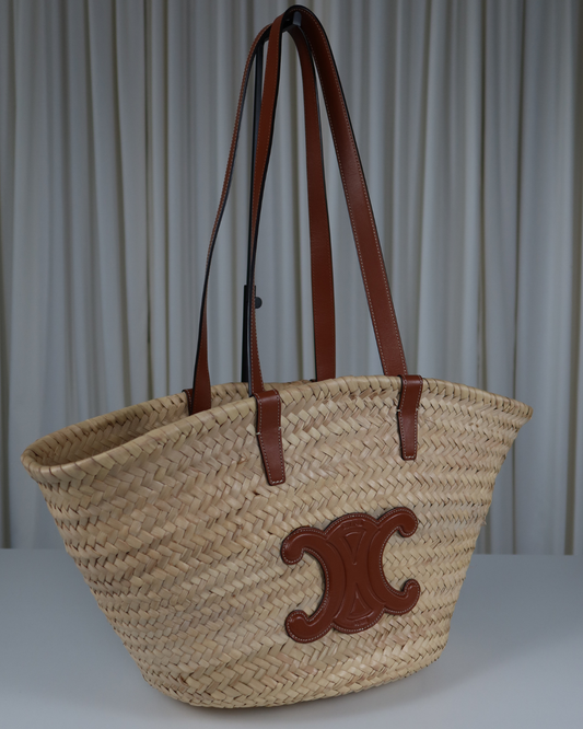 Celine Triomphe Raffia Panier Tote