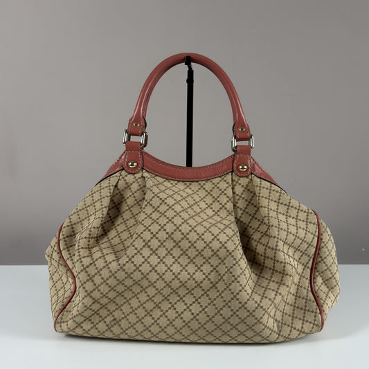Gucci Sukey Tote Bag Diamante Canvas Pink
