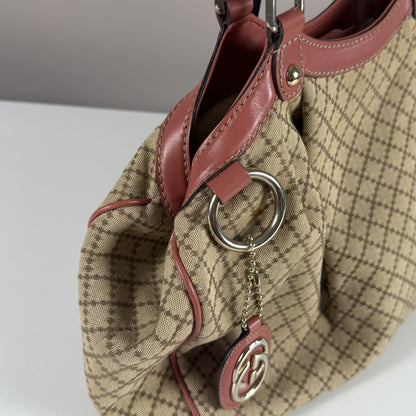 Gucci Sukey Tote Bag Diamante Canvas Pink