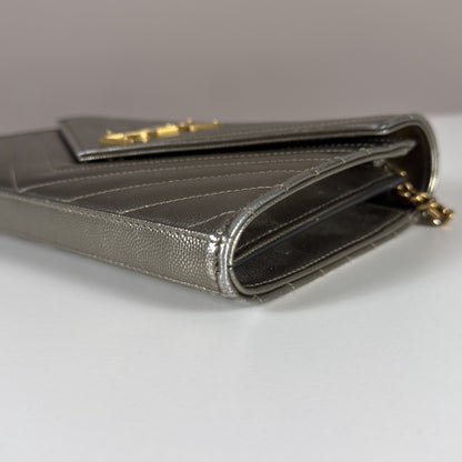 Saint Laurent Envelope Chain Wallet Piombo