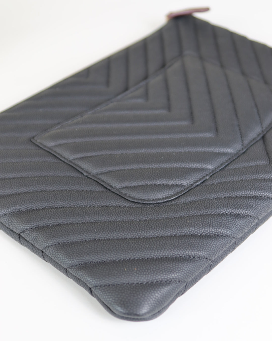 Chanel O Case Chevron Caviar Leather