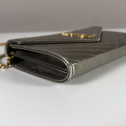 Saint Laurent Envelope Chain Wallet Piombo