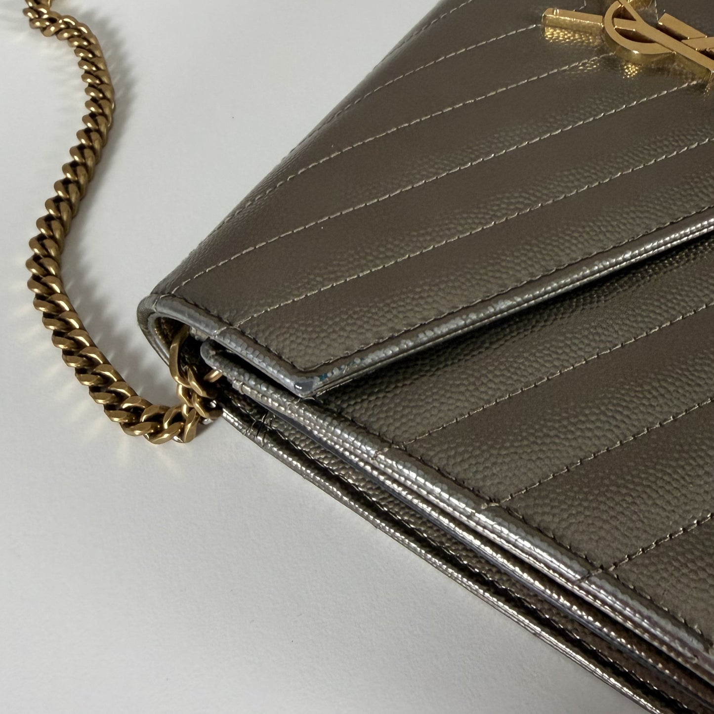 Saint Laurent Envelope Chain Wallet Piombo