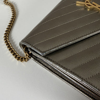 Saint Laurent Envelope Chain Wallet Piombo