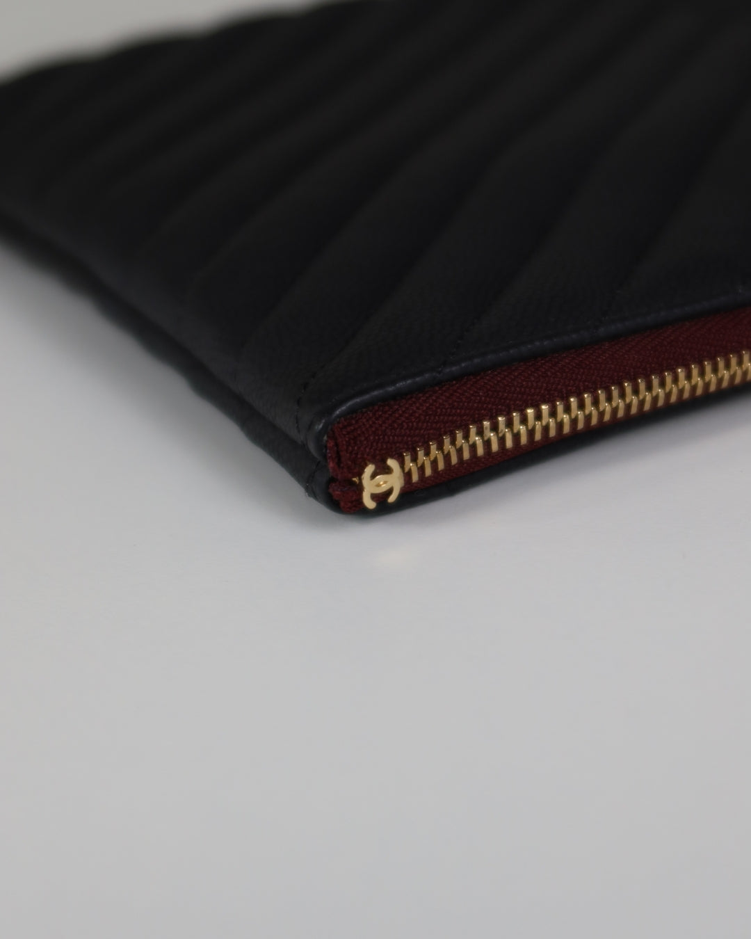 Chanel O Case Chevron Caviar Leather