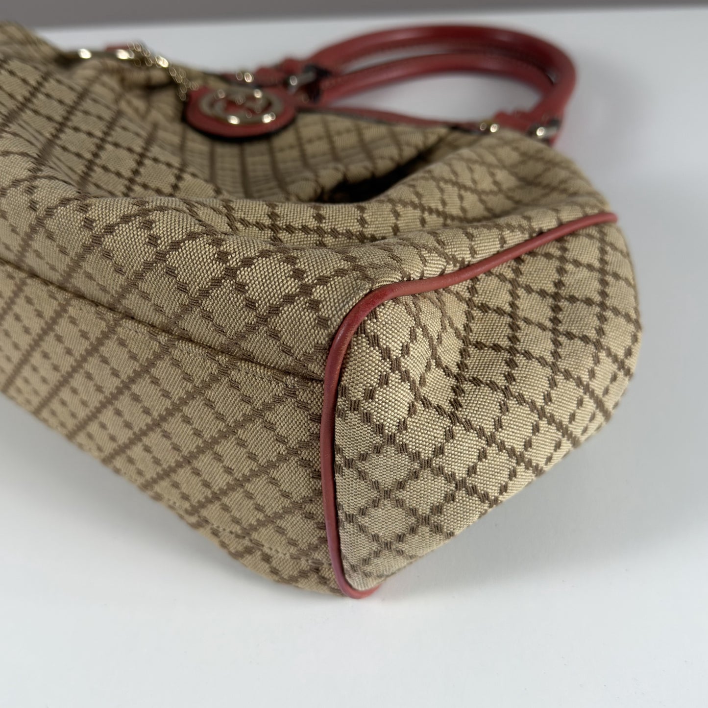 Gucci Sukey Tote Bag Diamante Canvas Pink