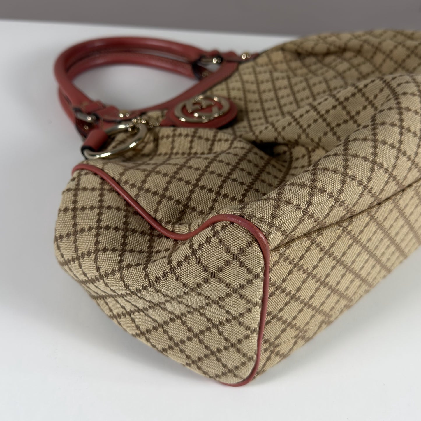 Gucci Sukey Tote Bag Diamante Canvas Pink