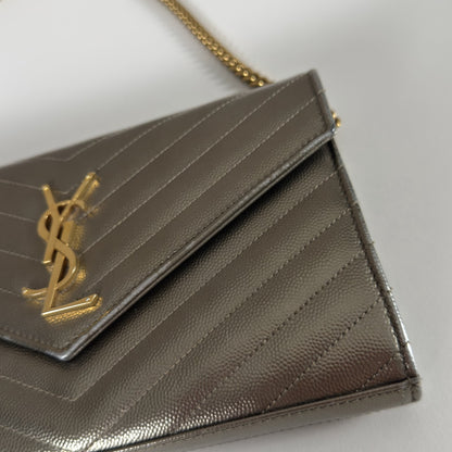 Saint Laurent Envelope Chain Wallet Piombo
