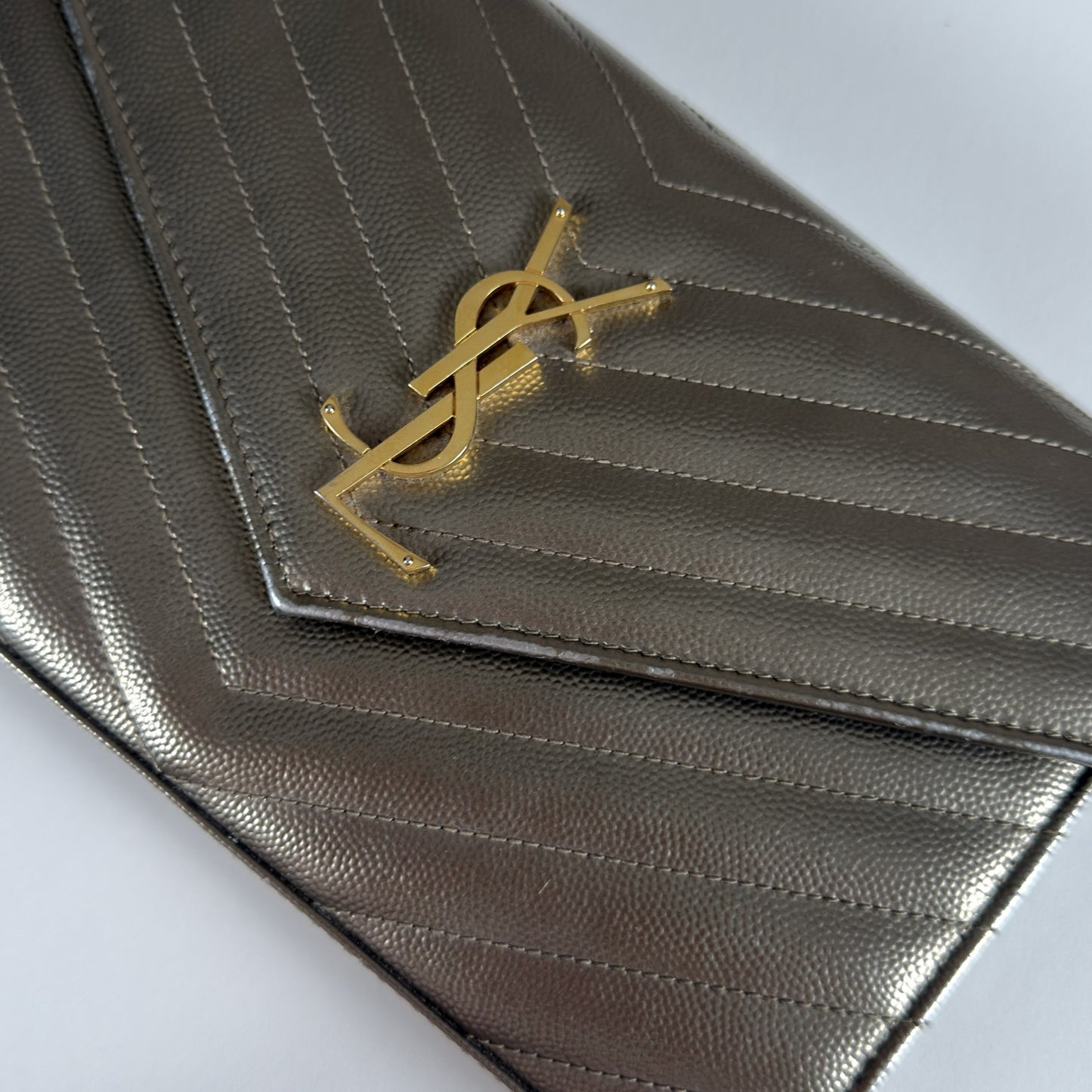 Saint Laurent Envelope Chain Wallet Piombo