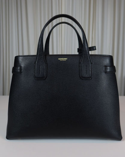 Burberry Medium Banner Leather Tote Black