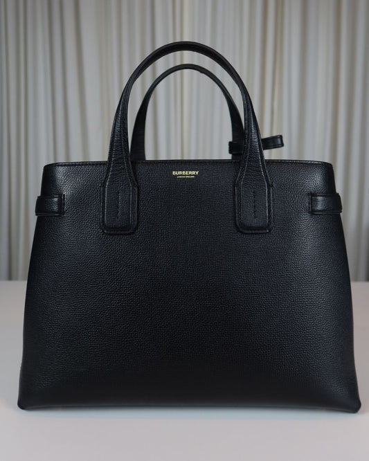Burberry Medium Banner Leather Tote Black