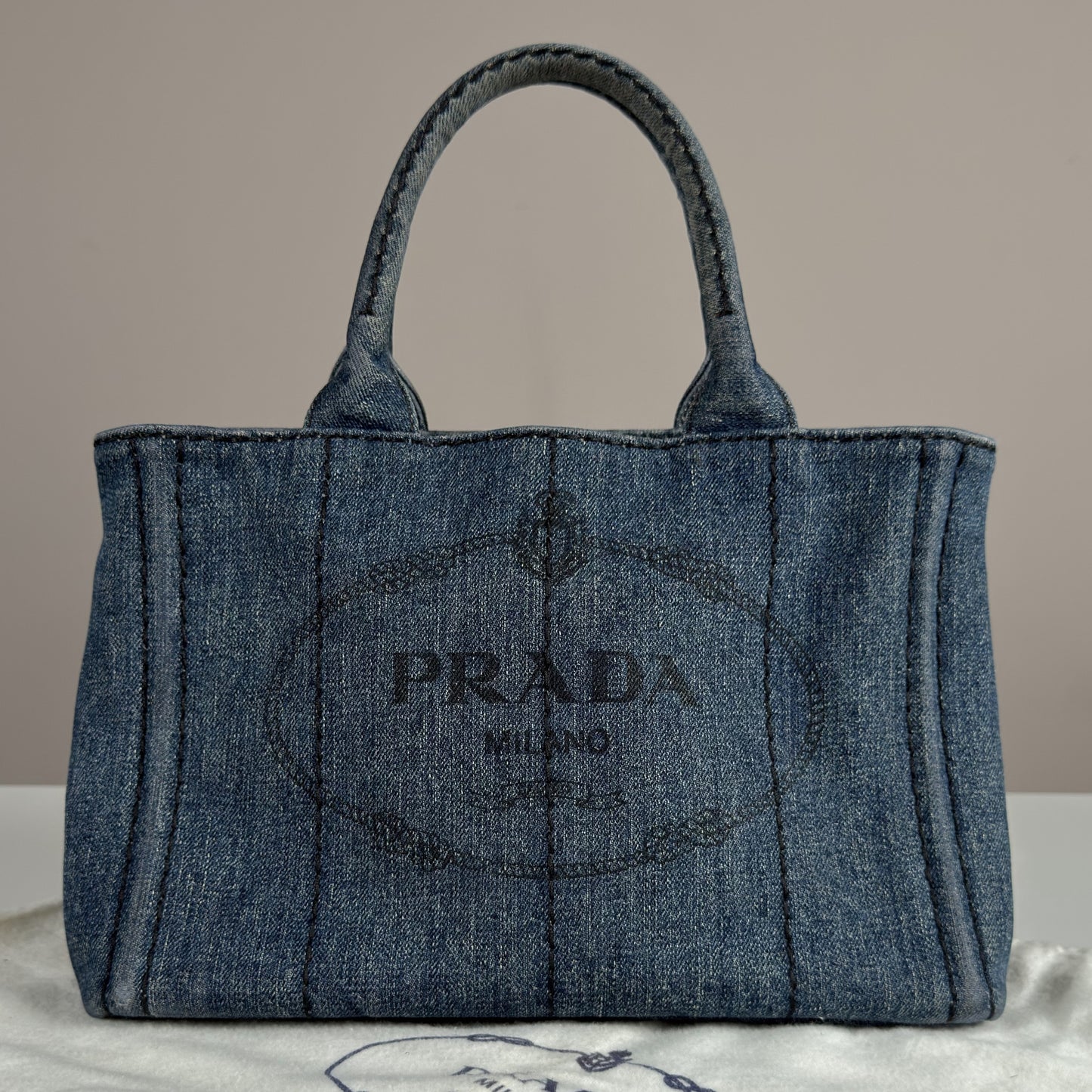 Prada Canapa Denim Tote Bag