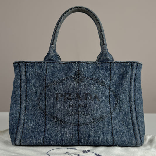 Prada Canapa Denim Tote Bag