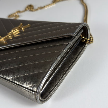 Saint Laurent Envelope Chain Wallet Piombo