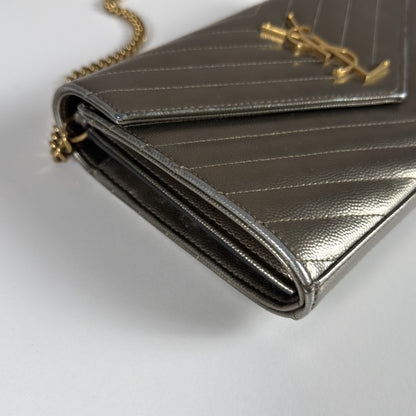 Saint Laurent Envelope Chain Wallet Piombo