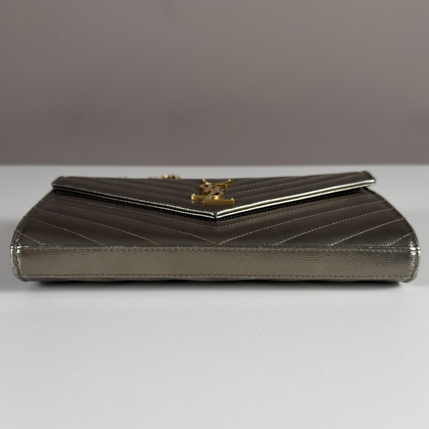 Saint Laurent Envelope Chain Wallet Piombo