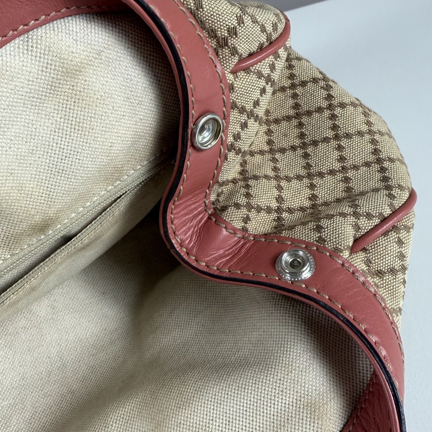 Gucci Sukey Tote Bag Diamante Canvas Pink