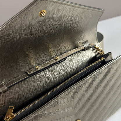 Saint Laurent Envelope Chain Wallet Piombo