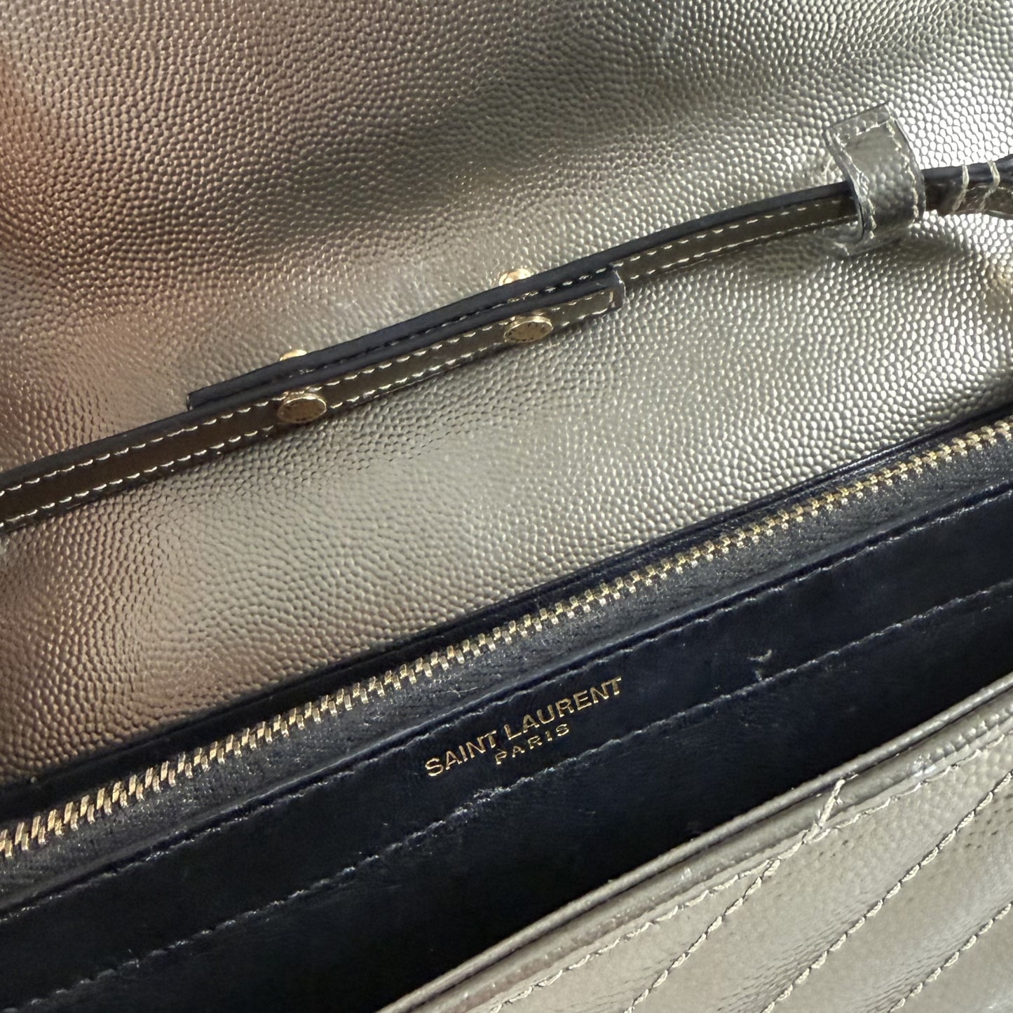 Saint Laurent Envelope Chain Wallet Piombo
