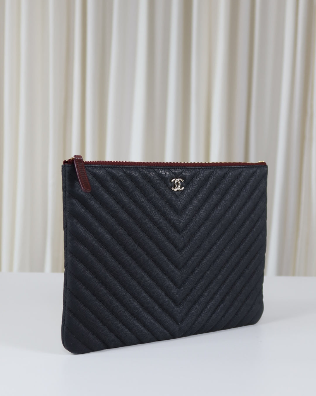 Chanel O Case Chevron Caviar Leather