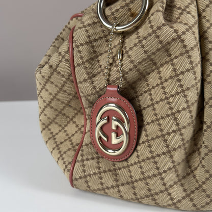 Gucci Sukey Tote Bag Diamante Canvas Pink