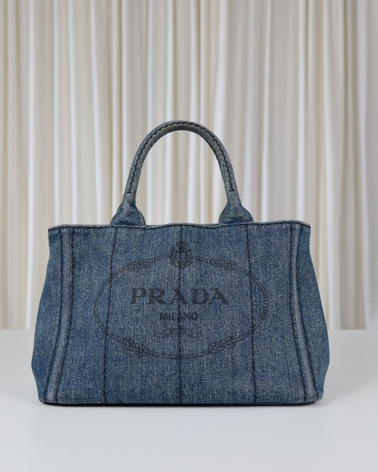 Prada Canapa Denim Tote Bag