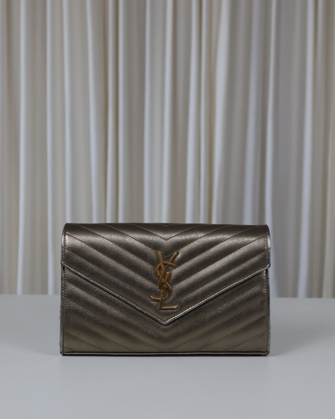 Saint Laurent Envelope Chain Wallet Piombo