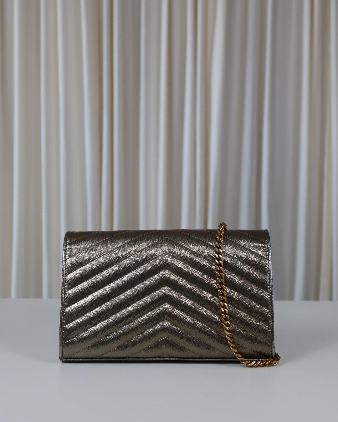 Saint Laurent Envelope Chain Wallet Piombo