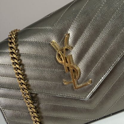 Saint Laurent Envelope Chain Wallet Piombo