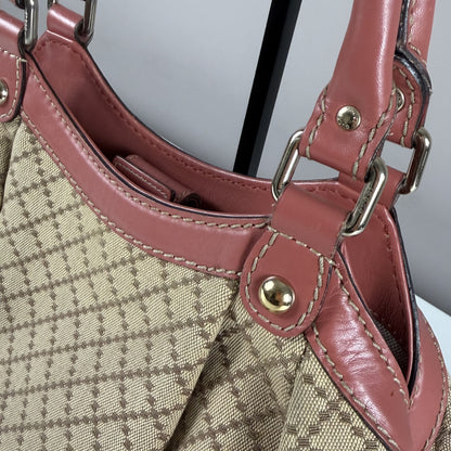 Gucci Sukey Tote Bag Diamante Canvas Pink