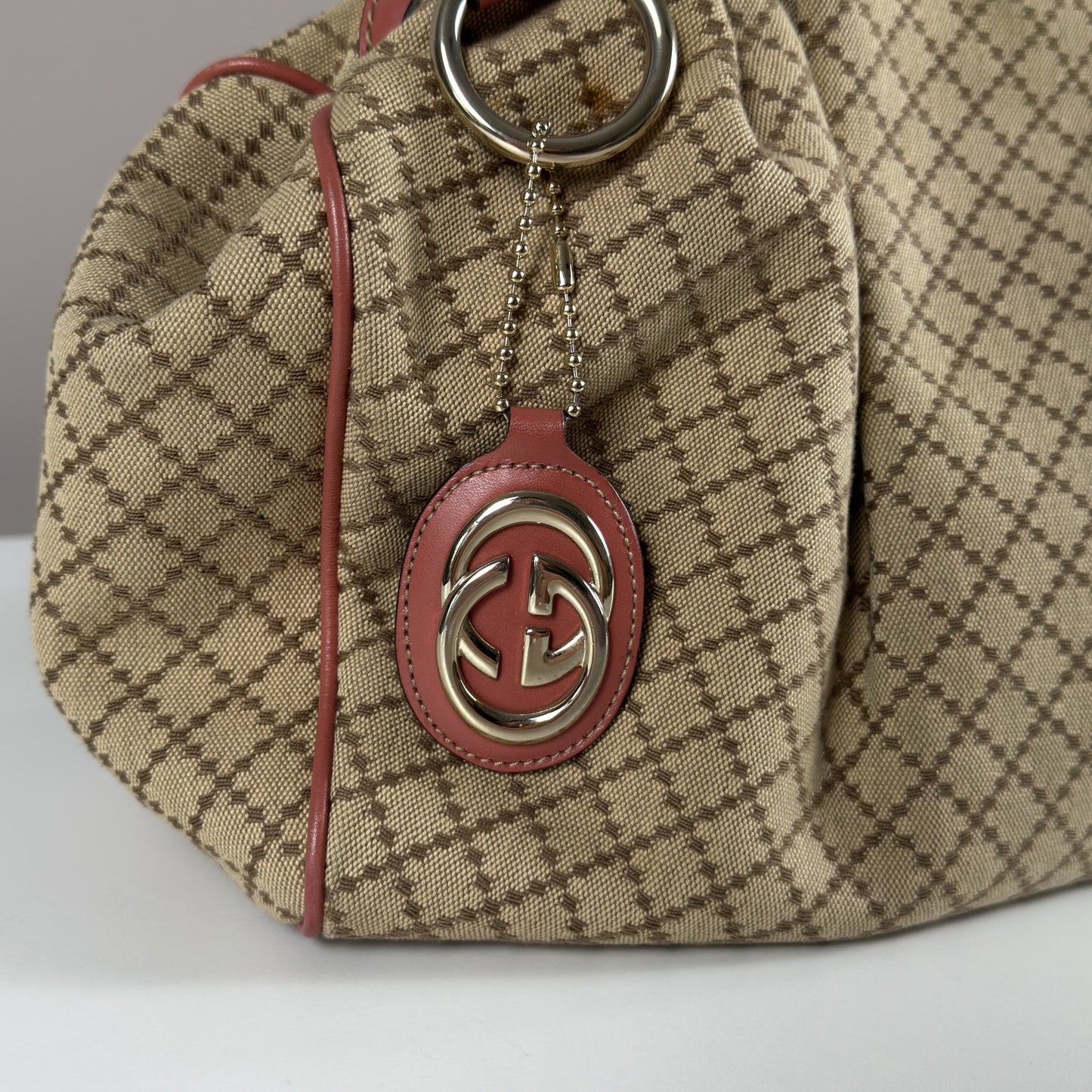 Gucci Sukey Tote Bag Diamante Canvas Pink