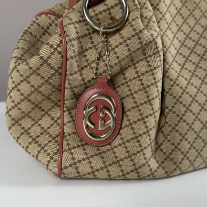 Gucci Sukey Tote Bag Diamante Canvas Pink