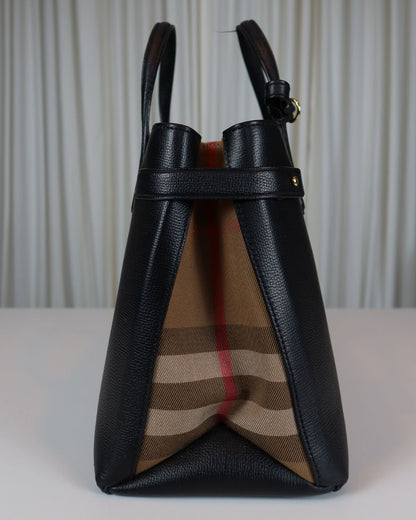 Burberry Medium Banner Leather Tote Black