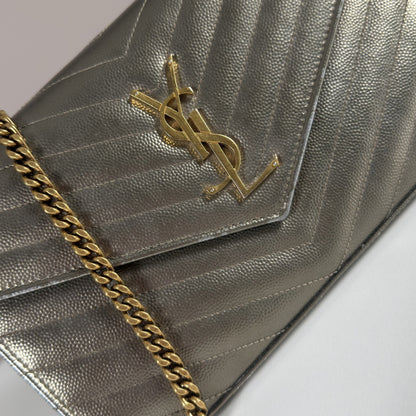 Saint Laurent Envelope Chain Wallet Piombo