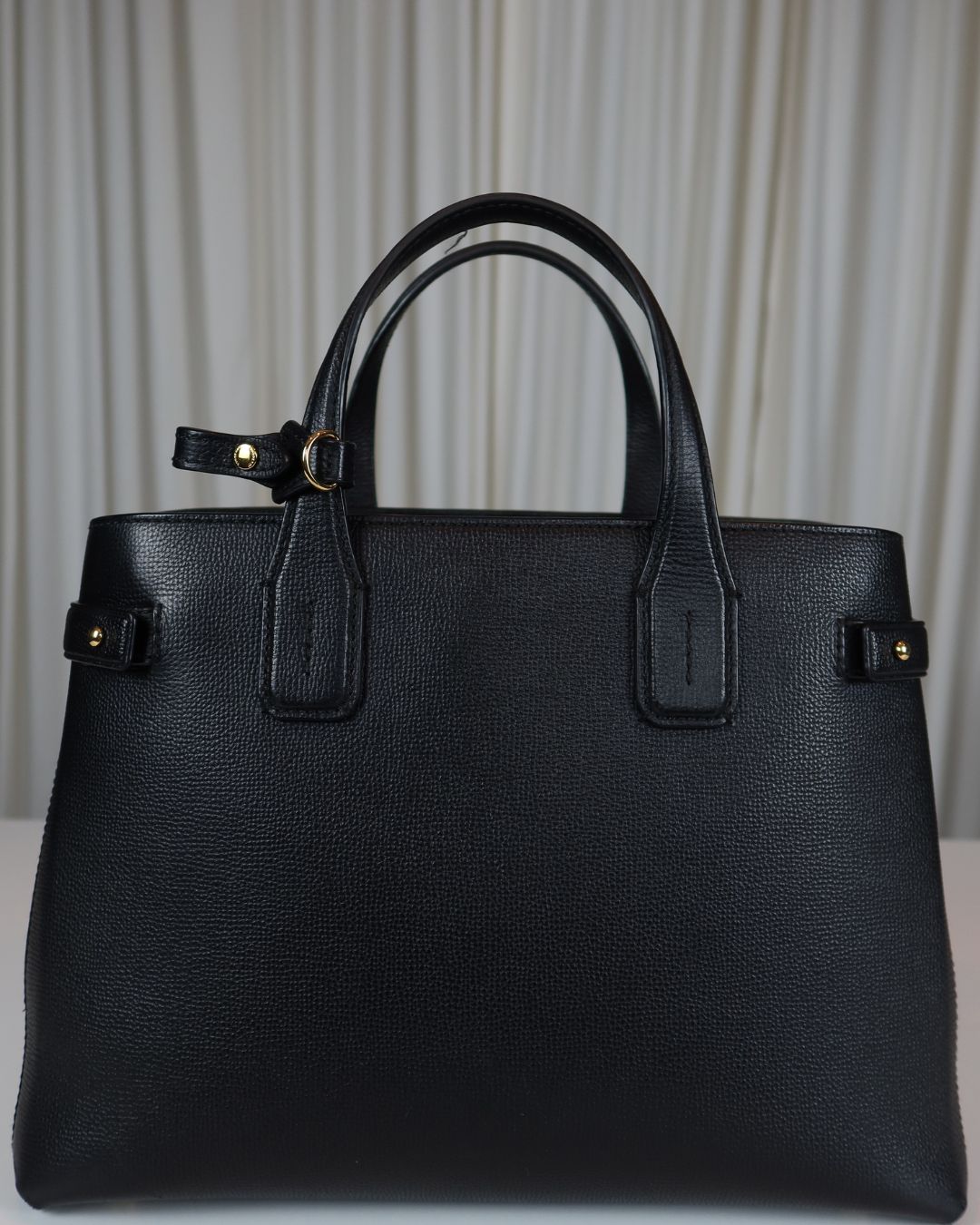 Burberry Medium Banner Leather Tote Black