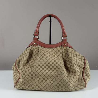 Gucci Sukey Tote Bag Diamante Canvas Pink