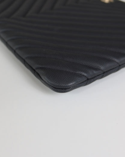 Chanel O Case Chevron Caviar Leather