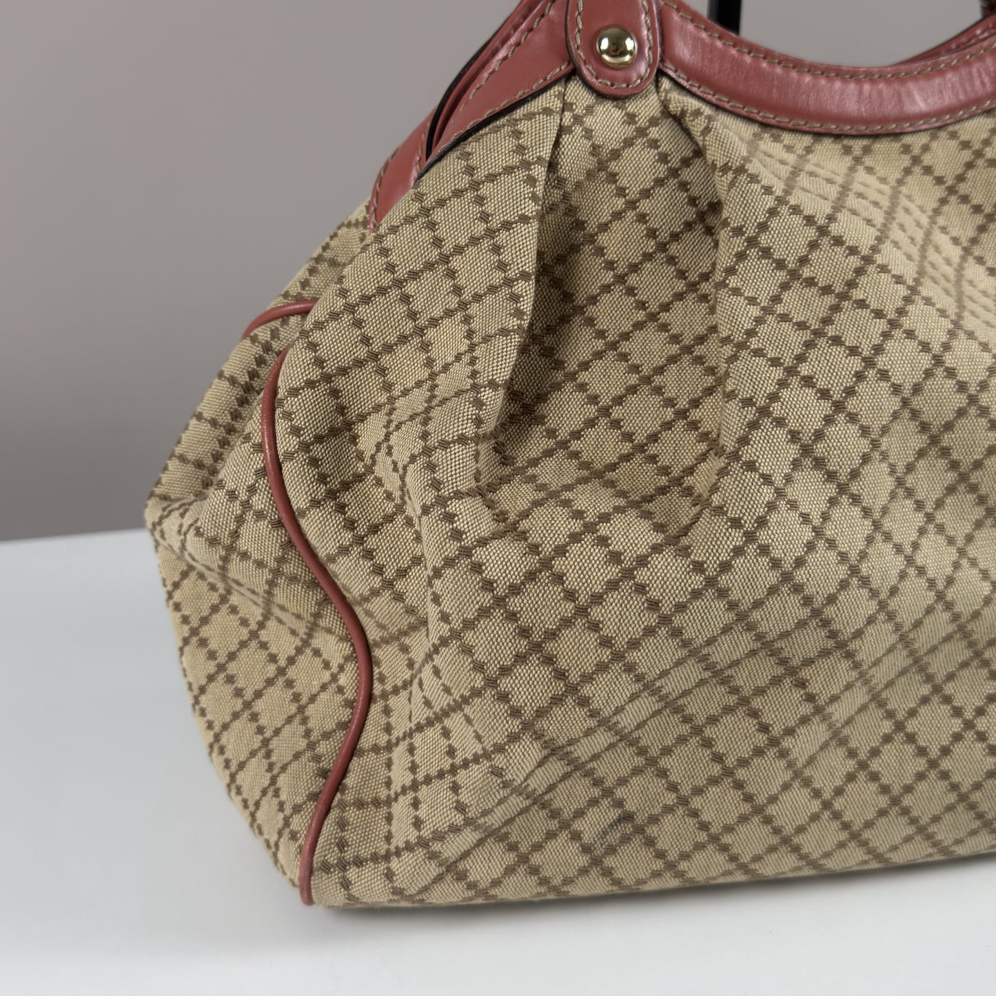 Gucci Sukey Tote Bag Diamante Canvas Pink