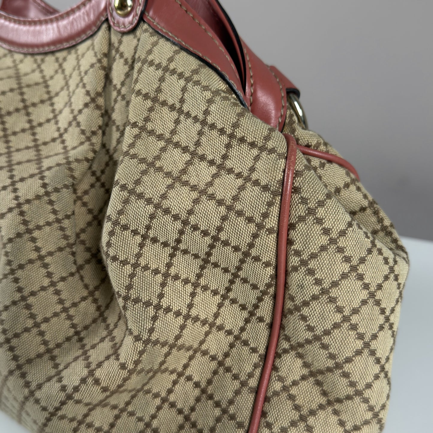 Gucci Sukey Tote Bag Diamante Canvas Pink
