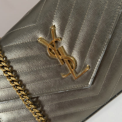 Saint Laurent Envelope Chain Wallet Piombo