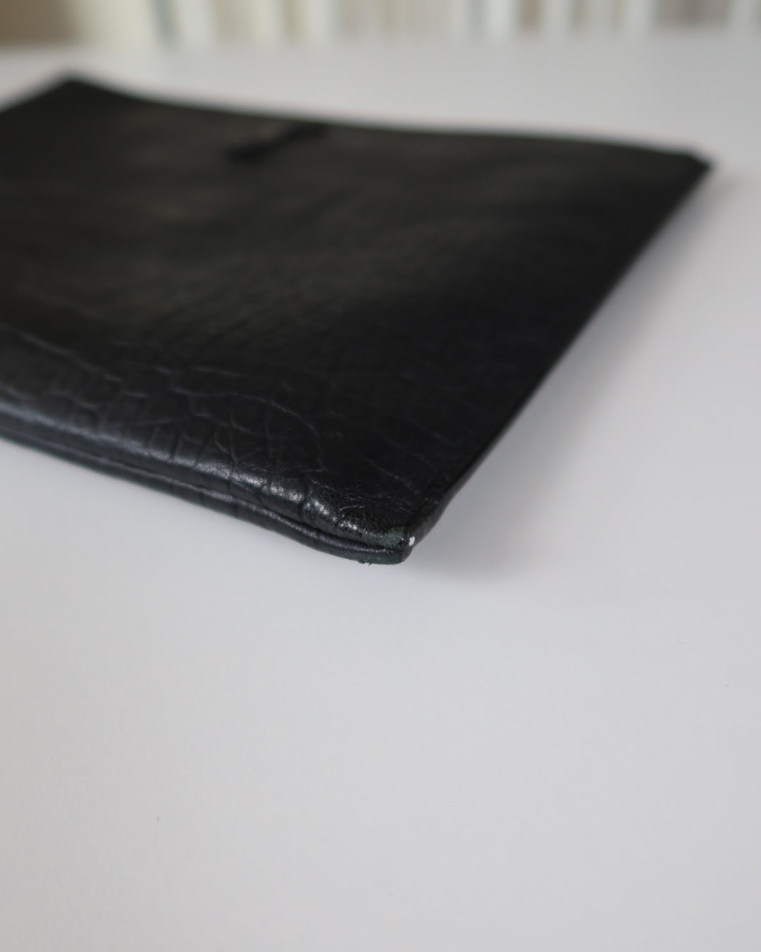 Saint Laurent Monogram Croc-Embossed Leather Pouch