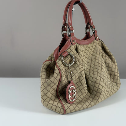 Gucci Sukey Tote Bag Diamante Canvas Pink